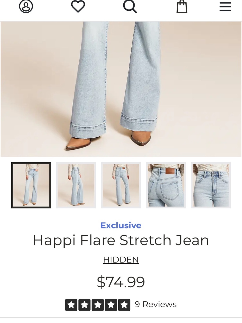 Hidden Happi High-Rise Light Wash Flare Jeans - Women - Picture 6 of 11